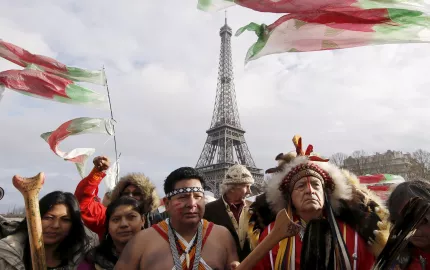 indigenous-peoples-take-to-the-seine-river-to-urge-leaders-to-action-on-climate-change