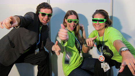Young activists pose in green glasses during COP17 negotiations in Durban, 2011 (Pic: Sarah Marchildon/Flickr)