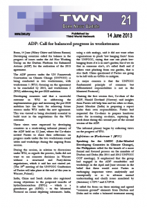 TWN Update No. 21: ADP: Call for balanced progress in workstreams