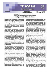 TWN Update No. 28: SBSTA: Language on drivers puts indigenous livelihoods at risk