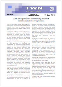TWN’s Briefing Paper 20: ADP - Divergent views on enhancing means of implementation in new agreement