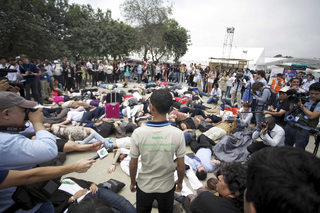 Mass Die-In for the Voices Ignored at COP 20 (Photo: Friends of the Earth International)