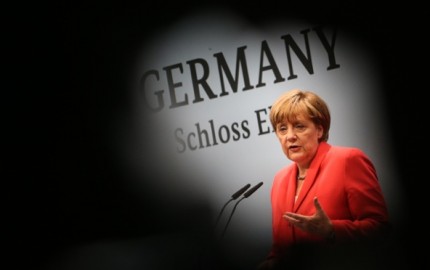 08 Jun 2015 --- (150608) -- GARMISCH-PARTENKIRCHEN, June 8, 2015 (Xinhua) -- German Chancellor Angela Merkel speaks during a news conference during the G7 summit at the Elmau Castle near Garmisch-Partenkirchen, southern Germany, on June 8, 2015. Germany hosted a G7 summit here on June 7 and June 8. (Xinhua/Zhang Fan) (dzl) --- Image by © Zhang Fan/Xinhua Press/Corbis